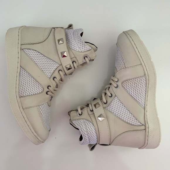 SANDRO MOSCOLINI Mesh Studded High Top Sneakers In Ivory - Picture 15 of 15